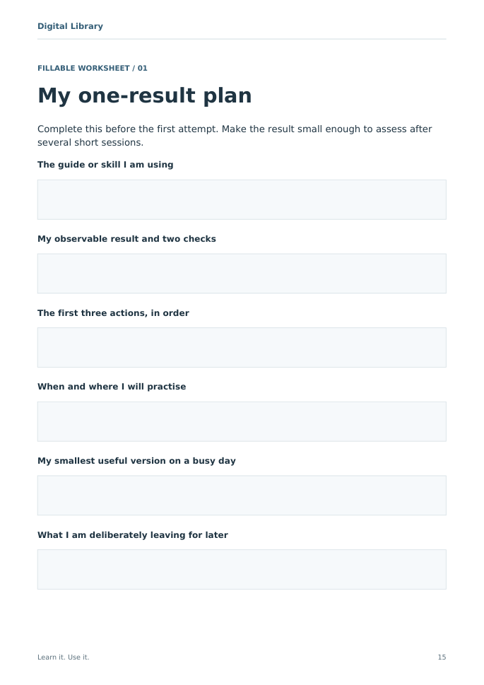 My one-result plan