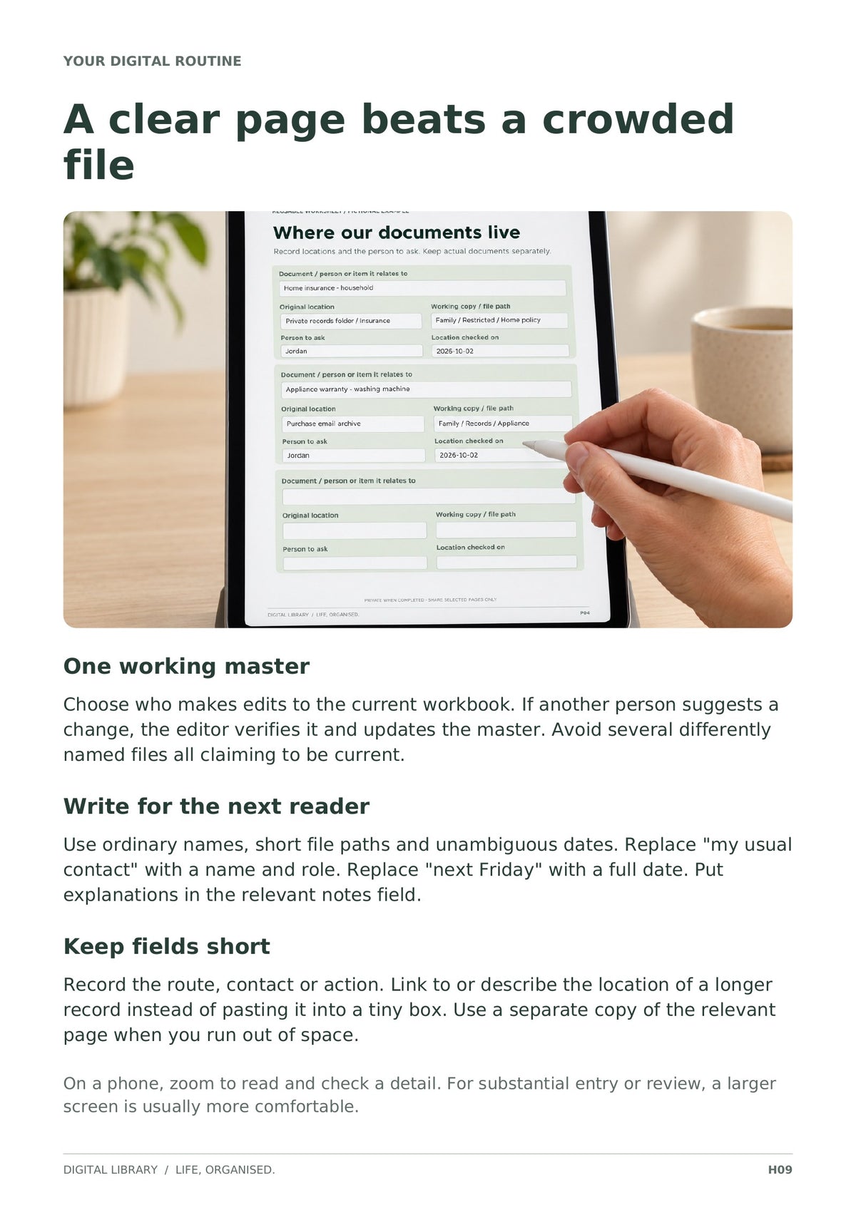 A clear page beats a crowded file