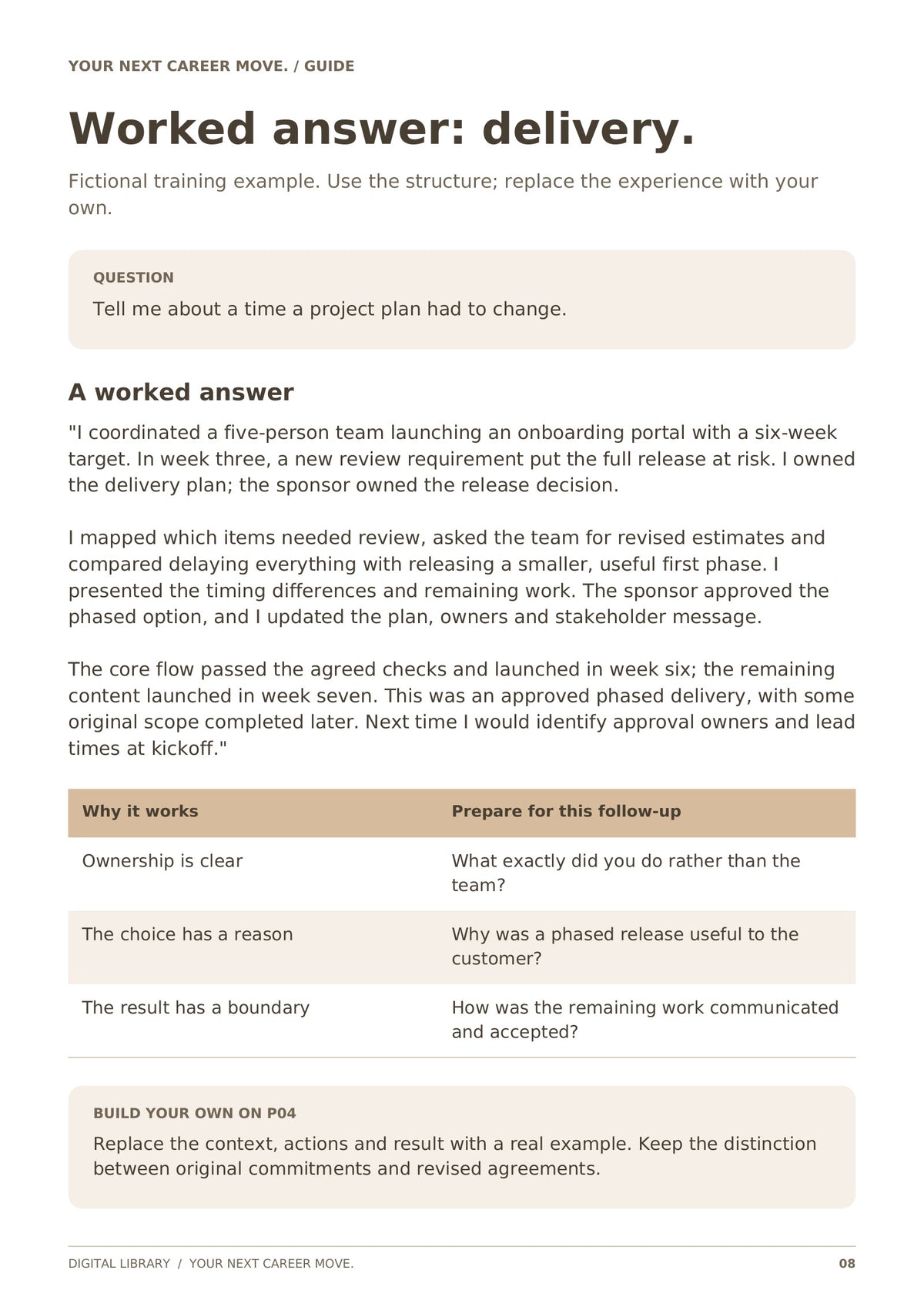 Worked answer: delivery