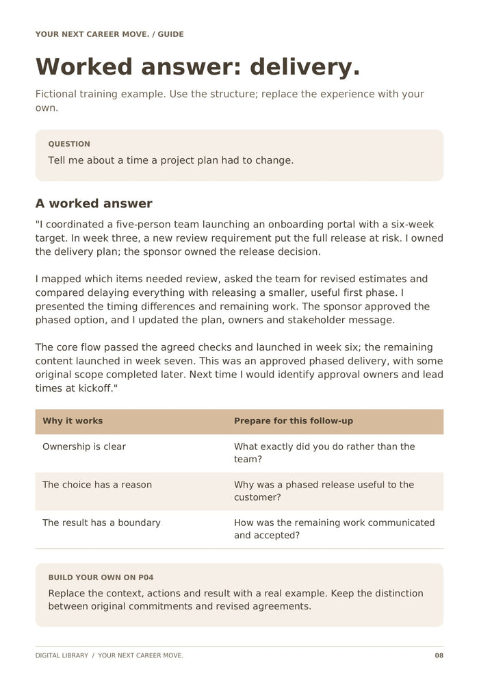 Worked answer: delivery