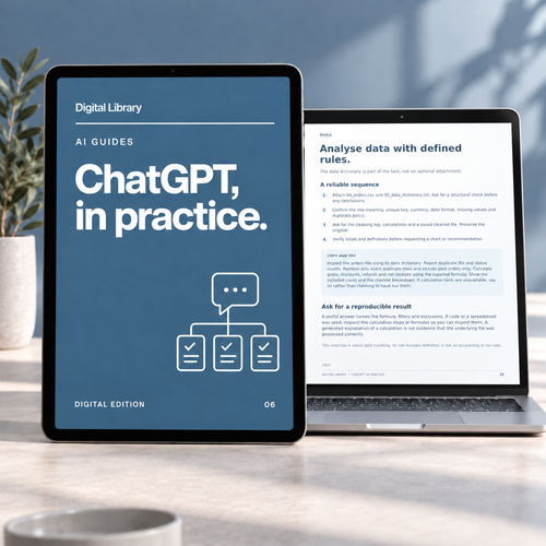 chatgpt workflows — digital guide displayed on devices; illustrative mockup