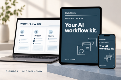 ai productivity bundle — digital guide displayed on devices; illustrative mockup