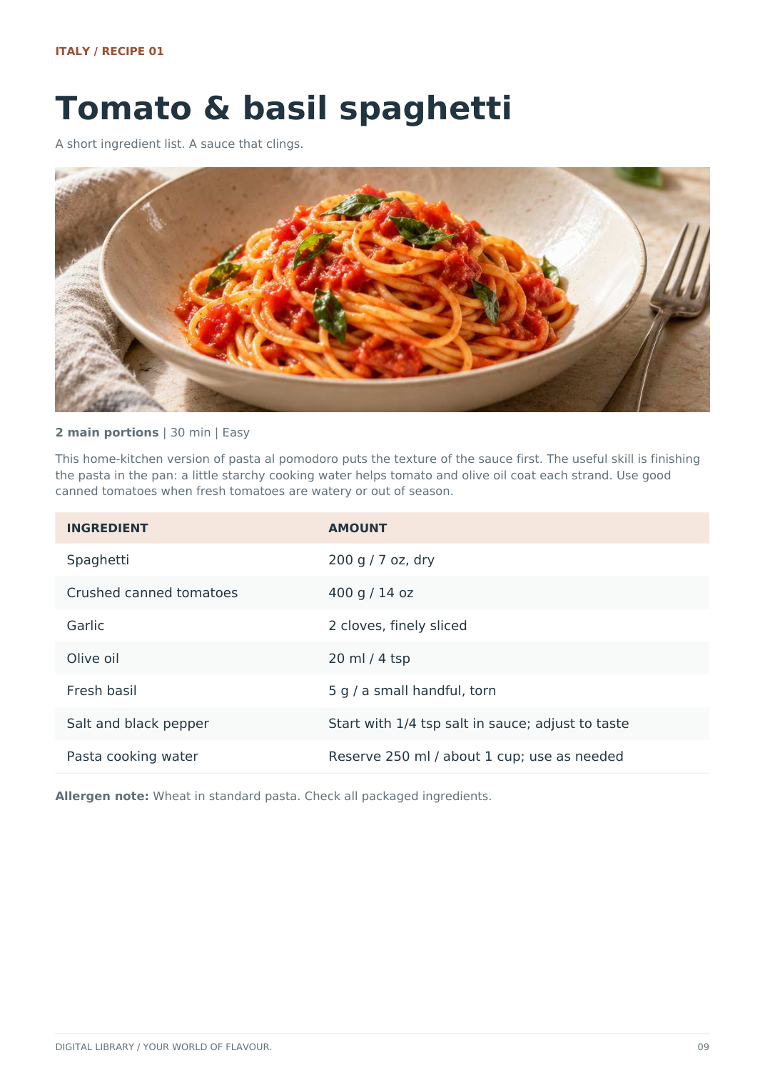 Tomato & basil spaghetti